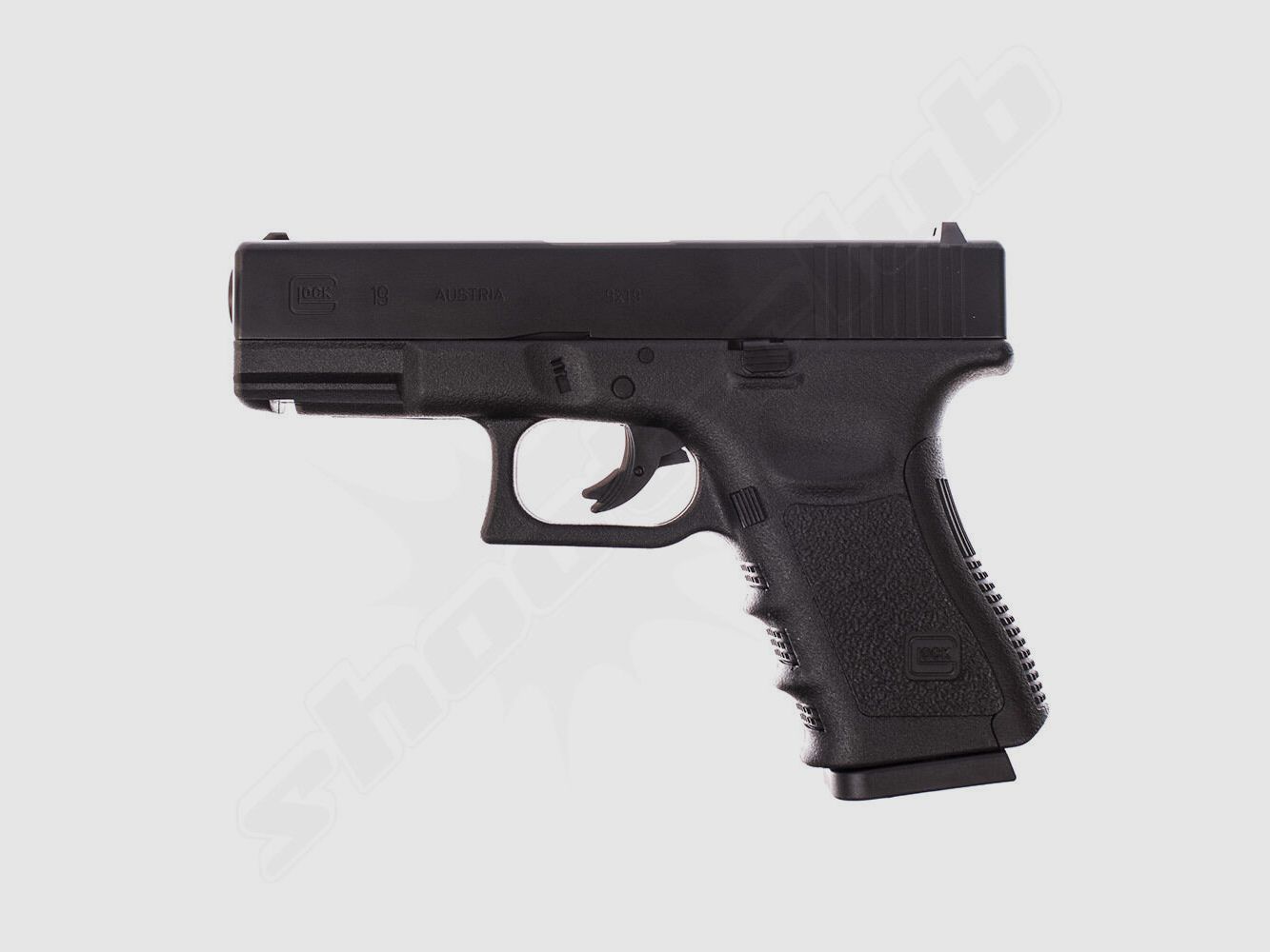 GLOCK	 Glock 19 CO2 Pistole 4,5 mm BB Kugelfang Set