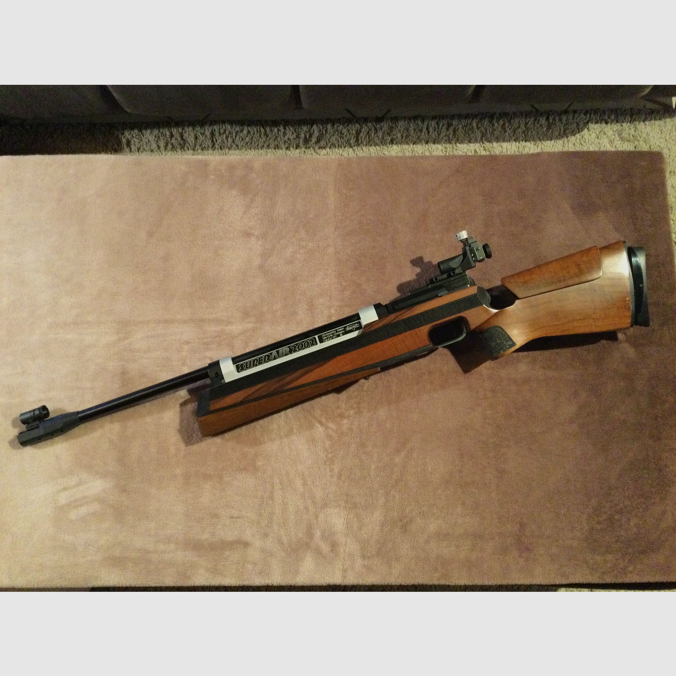 Anschütz Super Air 2002; Match-Luftgewehr Auflage rechts; Nussbaumschaft; Top Zustand