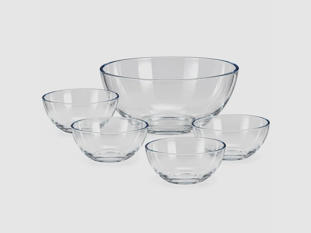 Lot de 5 Saladiers en Verre Sodalime - Grand Modèle + 4 Petits, image 4 sur 6