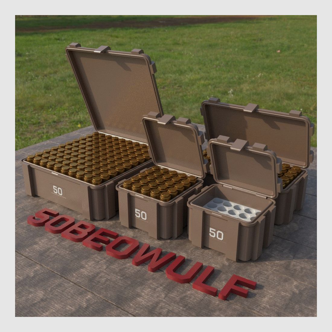 Filamelt scatola per munizioni / .50 Beowulf / 'coperchio a ribalta' / scatola per cartucce, scatola per munizioni