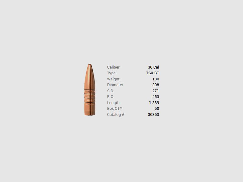 Barnes Geschoss .30/.308 180GR TSX BT 50 Stück