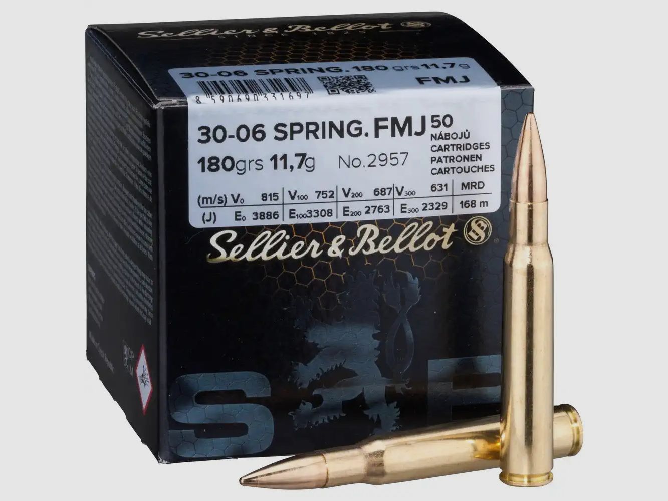 Cartuccia per fucile S&B cal. .30-06 palla intera 11,7g/180grs.
