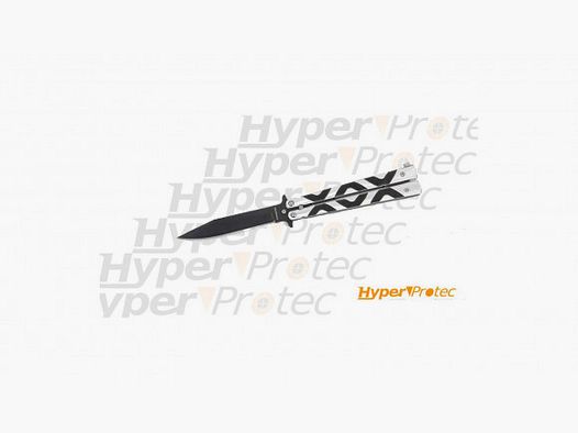 Butterfly knife stainless steel black blade XOX pattern