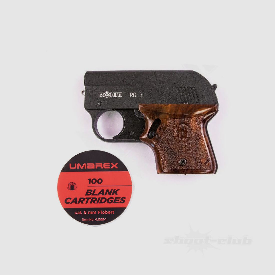 Röhm RG 3 blank firing pistol 6 mm Flobert including ammunition