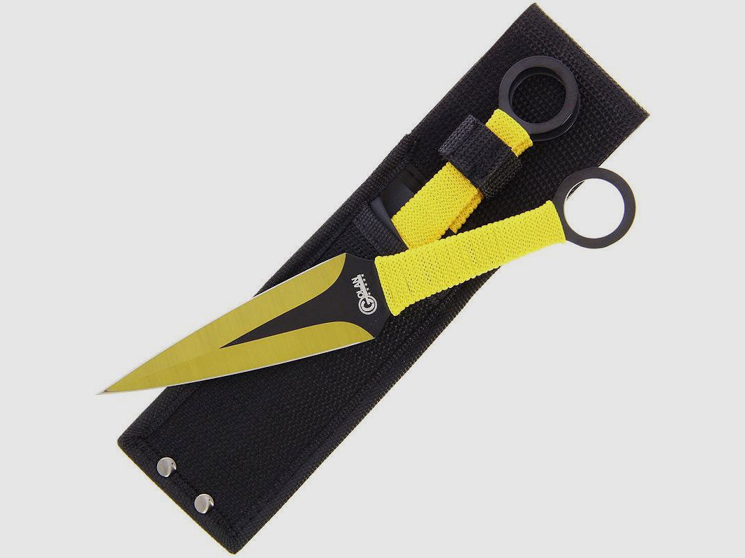 Kunai 2er Set Wurfmesser gelb