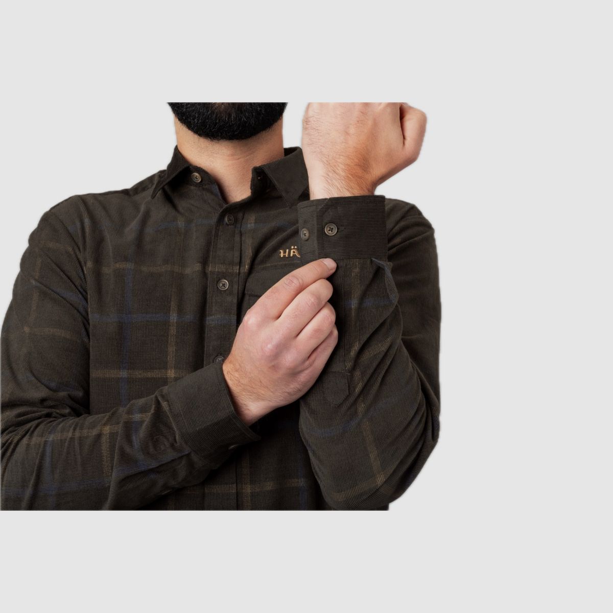 Camisa de cuadros de corduroy HÄRKILA Kaldfjord color marrón sombra