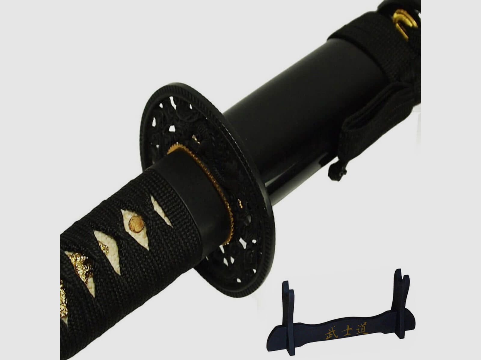 DerShogun Kuro Katana - 1045 Carbonstahl mit Schwertständer