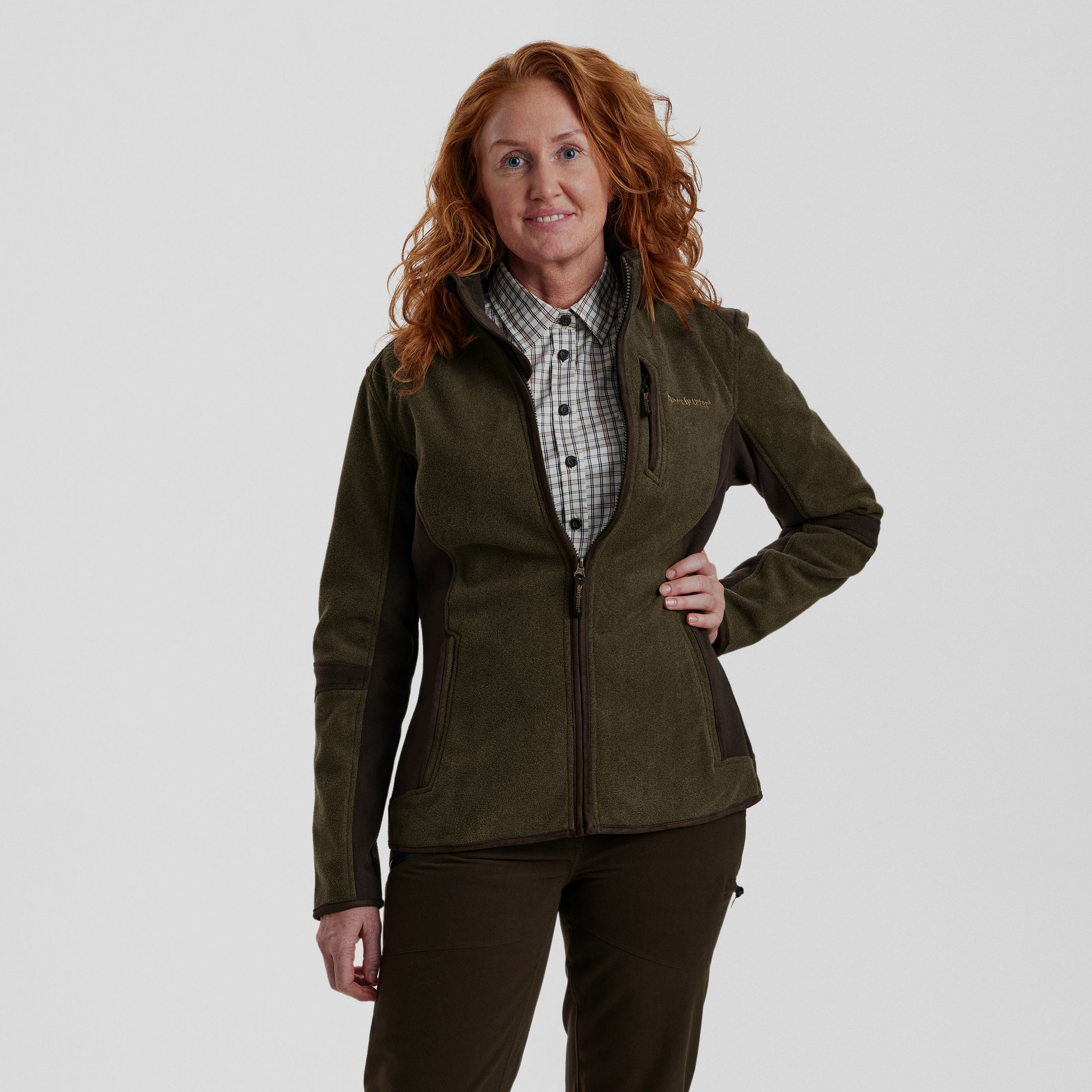 Lady Pam Bonded Fleecejacke - Graphite Green Melange – Kleidergröße Damen: 46
