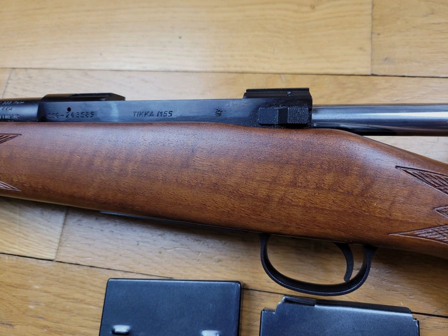 Sehr schöne Tikka M55 Büchse – 222 Remington – mit Box – 2 Magazine – zweites Visierorgan aus Faser – Gewehrriemen – schönes Holz – neuwertig, Bild 12 von 27