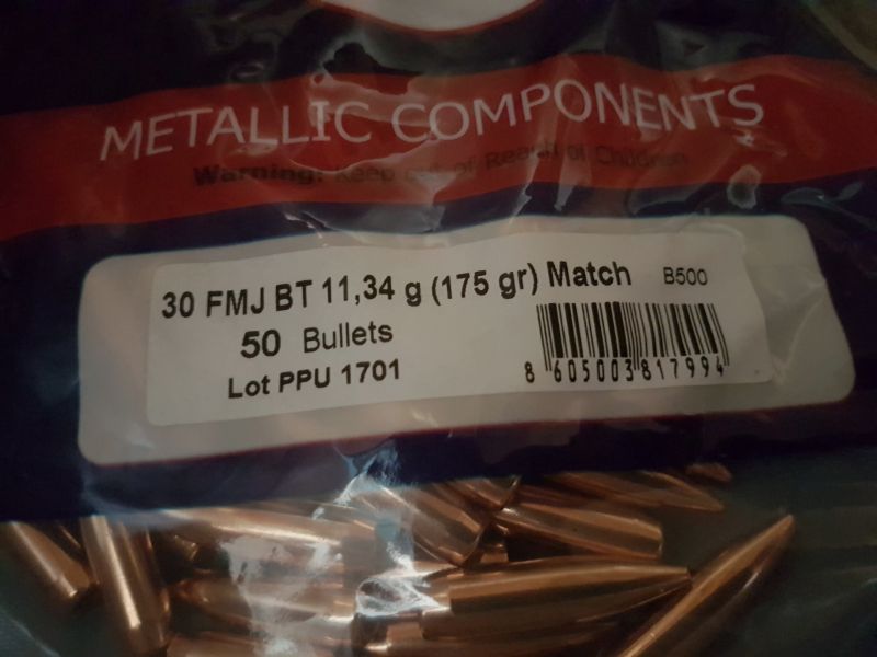 .308/175grs FMJ-BT Match Line PPU B-500 Geschosse 100 Stk. B-500