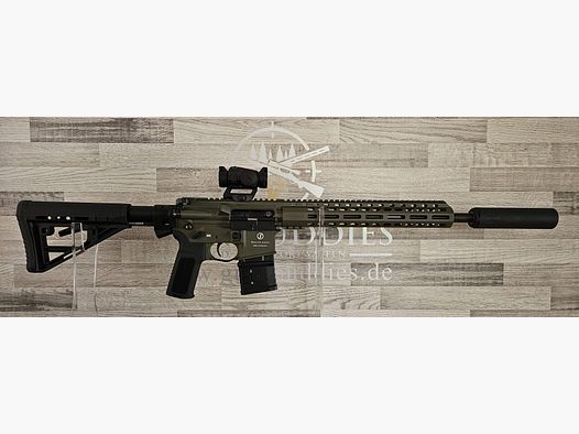 Brand new from the specialist trade - Schmeisser AR-15 M4FL OD Green 14.5" caliber .223Rem. - Complete set