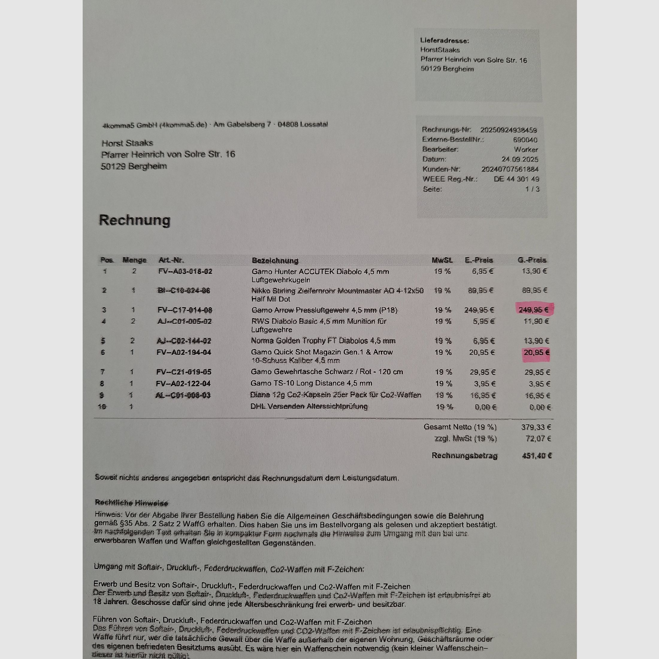 Gamo Arrow PCP karabin pneumatyczny 4,5mm w zestawie z 2x10 magazynkiem