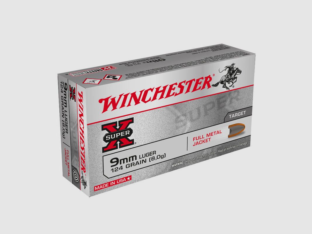 Winchester 9mm Luger FMJ Winchester Super X Target 124grs - 50pcs