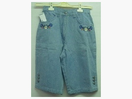 Damen Jeans kurz - mit Blumenstickerei