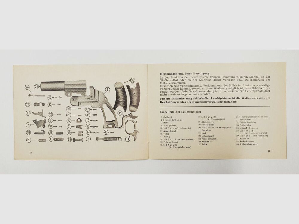 Instrucciones de uso de la pistola de luz Heym, tipo 3 de la fábrica de armas F. W. Heym - Münnerstadt, de 1959, imagen 6 de 7