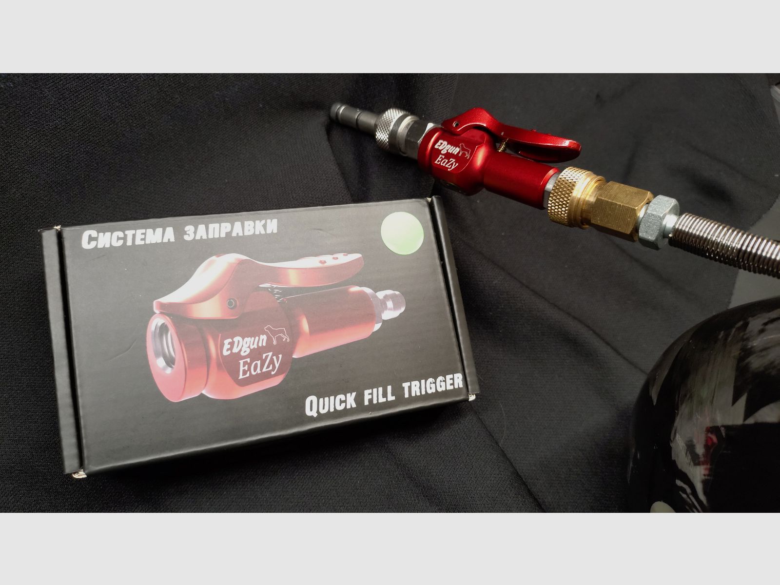Botella de aire comprimido PCP Carbono 3,0 litros incl. Foster Quickfill "Edgun Eazyfill" y BestFittings correa portadora