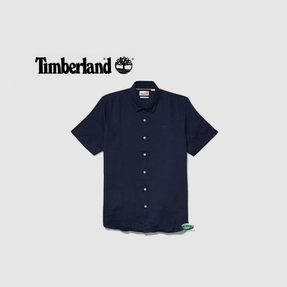 TIMBERLAND Chemise en Lin Homme Manches Courtes Bleue
