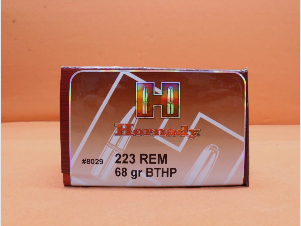 Hornady Patrone .223Rem Hornady 68grs BTHP (8029) VE 50 Patronen/ 4,41g Hohlspitz-Torpedoheck-Match