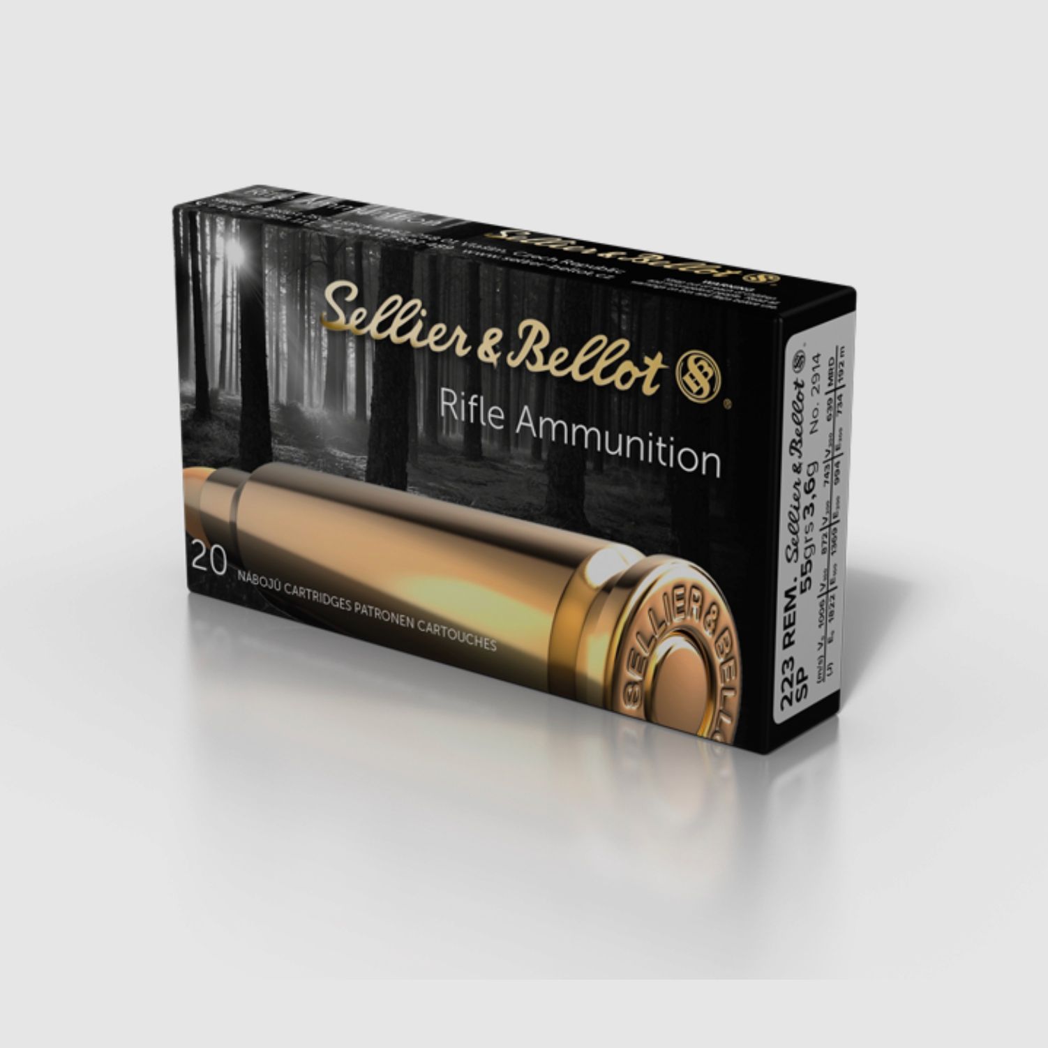 Sellier & Bellot 60155 .223 Rem. Partial jacket 3.6g/55grs. Long gun ammunition 20 pcs