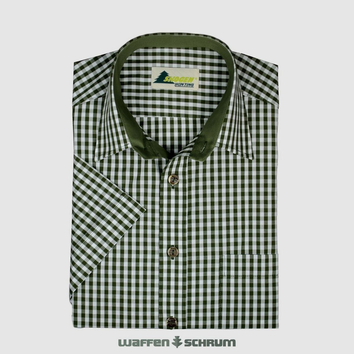 Skogen Hemd 1/2 Arm Kent-Kragen Oliv