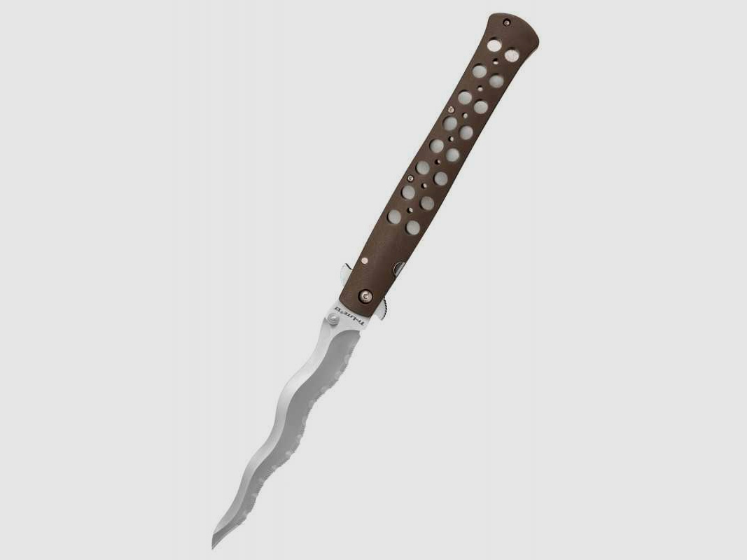 Cold Steel Ti-Lite Kris Taschenmesser, 6-Zoll-Klinge, AUS 10A, Wellenschliff, Zy-Ex-Griff