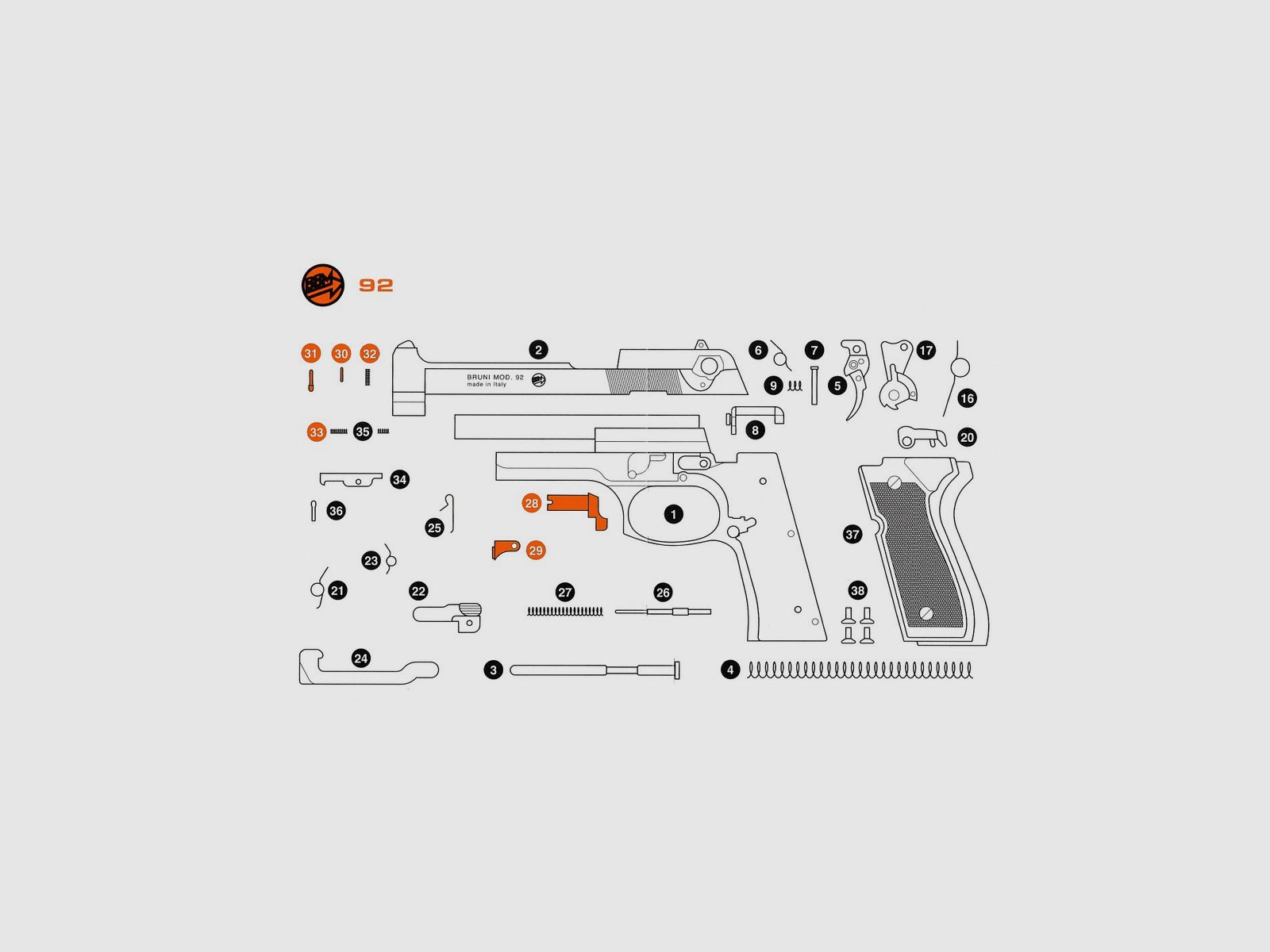 Ricambi Kit Bruni 92 8 mm / 9 mm