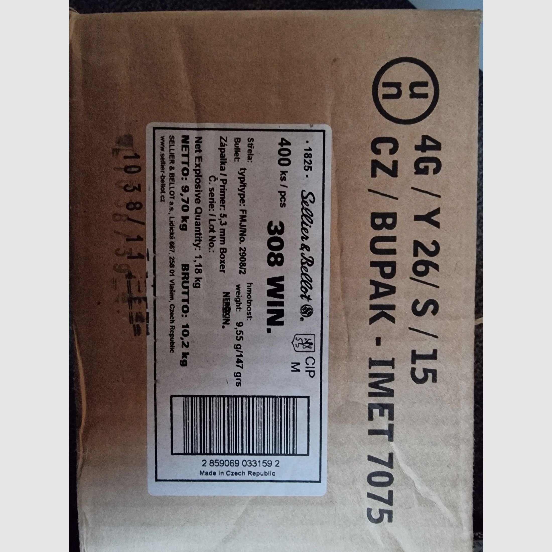 Sellier & Bellot .308 Win. Full metal jacket 9,5g/147grs et 8,0g/124grs