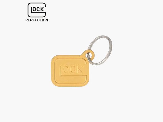 Glock Schlüsselanhänger „Logo“ – Metall vergoldet – Gold – ca. 2,8 × 2,4 cm