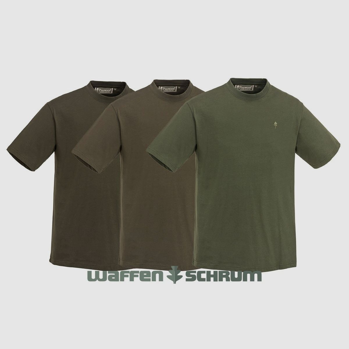 Pinewood T-Shirt 3-er Pack Green/ H. Brown/ Khaki