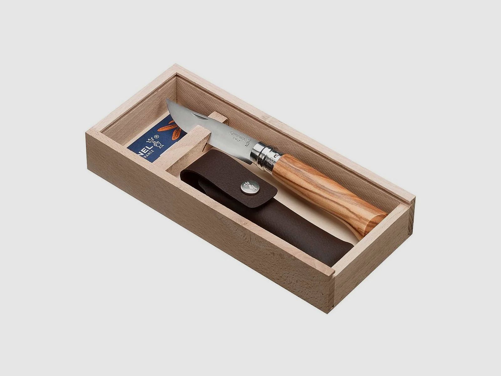 Opinel gift set No 8 olive with case
