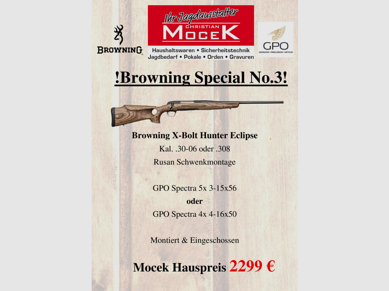 Browning X-Bolt Hunter Eclipse, mit GPO Spectra