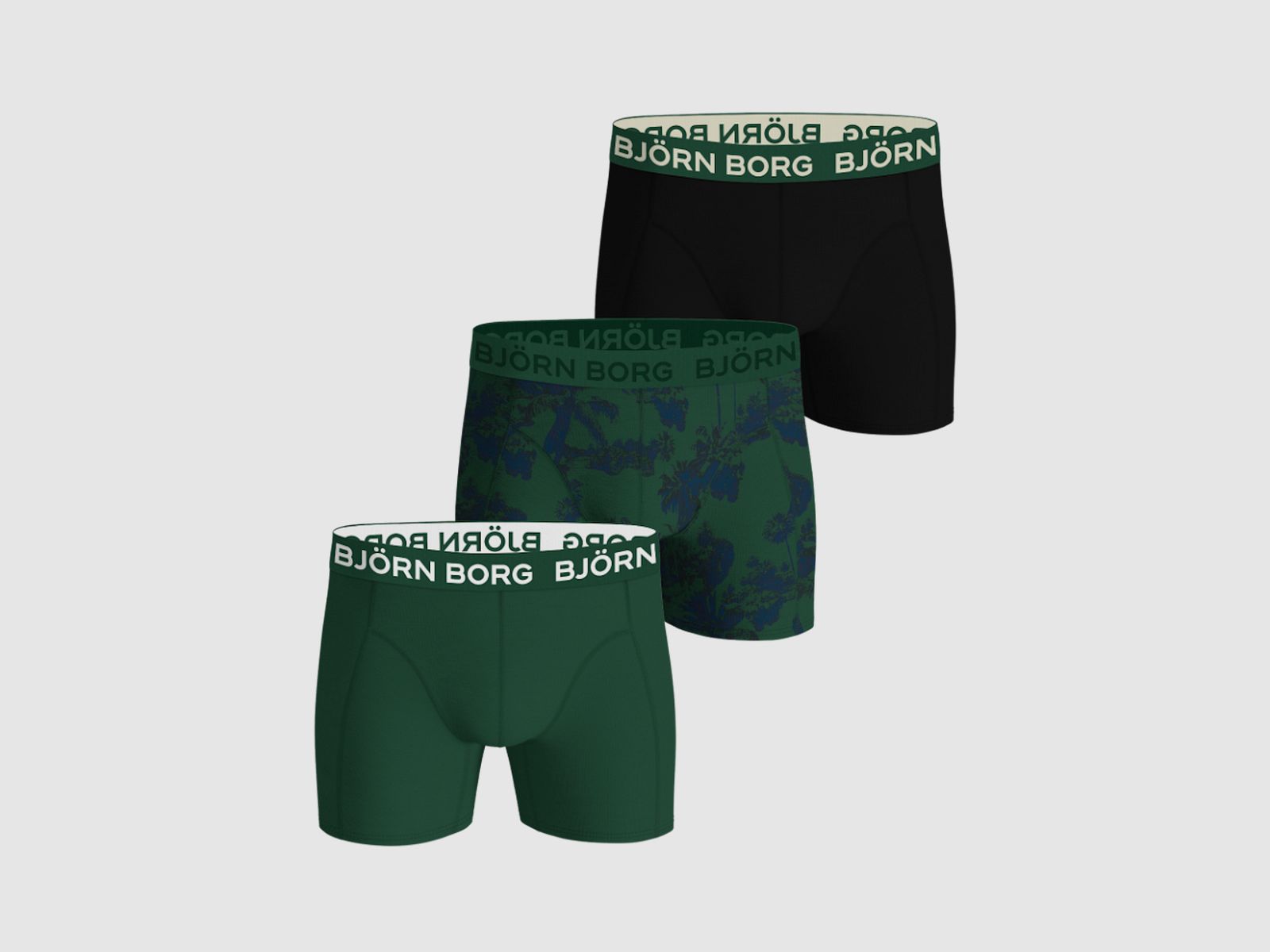 Björn Borg 3-Pack Intimo Verde/Stampa/Nero S