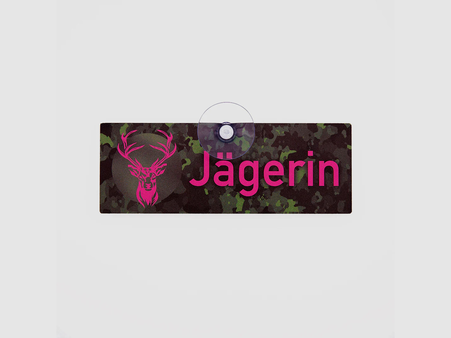 Jagdschild mit Saugnapf "Jägerin" pink