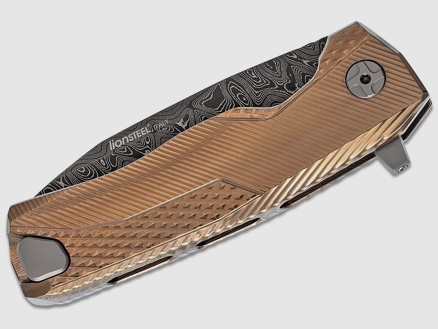 ROK DD GL, Nichols Scrambled Damascus-Klinge, Griff aus goldfarbenem Titan | 97320