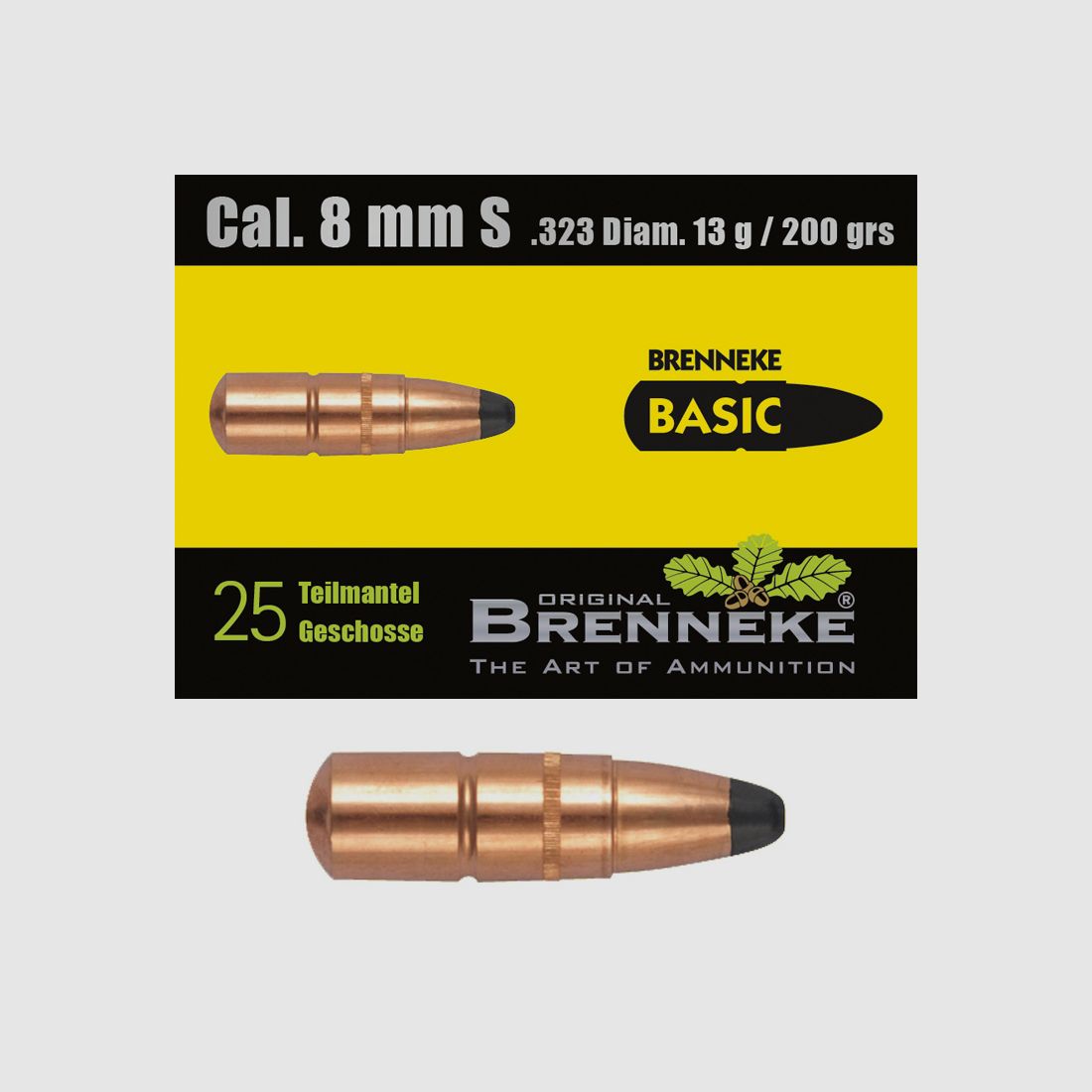 Brenneke Geschoss 8mm S (.323) BASIC 13g / 200grs 25 Stück