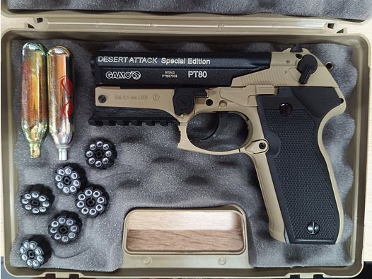 Gamo PT80 Desert Attack CO2 Pistole 4,5 mm Diabolo ( neuwertig )