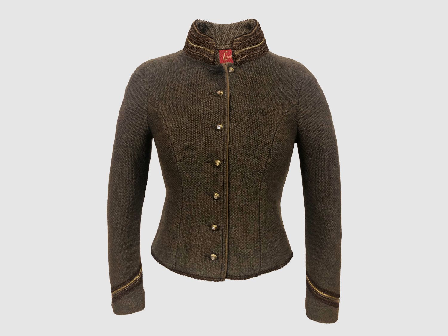 Litzlfelder elegante Damen-Strickjacke mit Schößchen braun