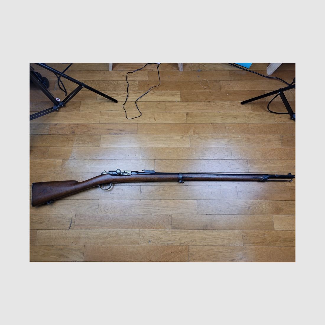 Sehr schönes Infanteriegewehr Gras – Modell 1866-74 M80 – Umgebautes Gras in Saint Etienne im Juli 1883 – Vollständig monomatrikuliert einschließlich der Reinigungsstange – Originalkaliber 11mm Gras – Wunderschöner Spiegel-Lauf – Ausgezeichneter Zustand, Bild 2 von 30
