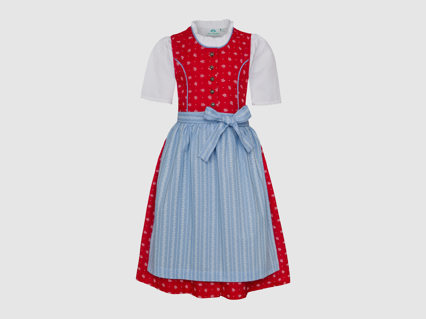 Dirndl pour Enfants "Das Heimatliche" en Rouge/Bleu