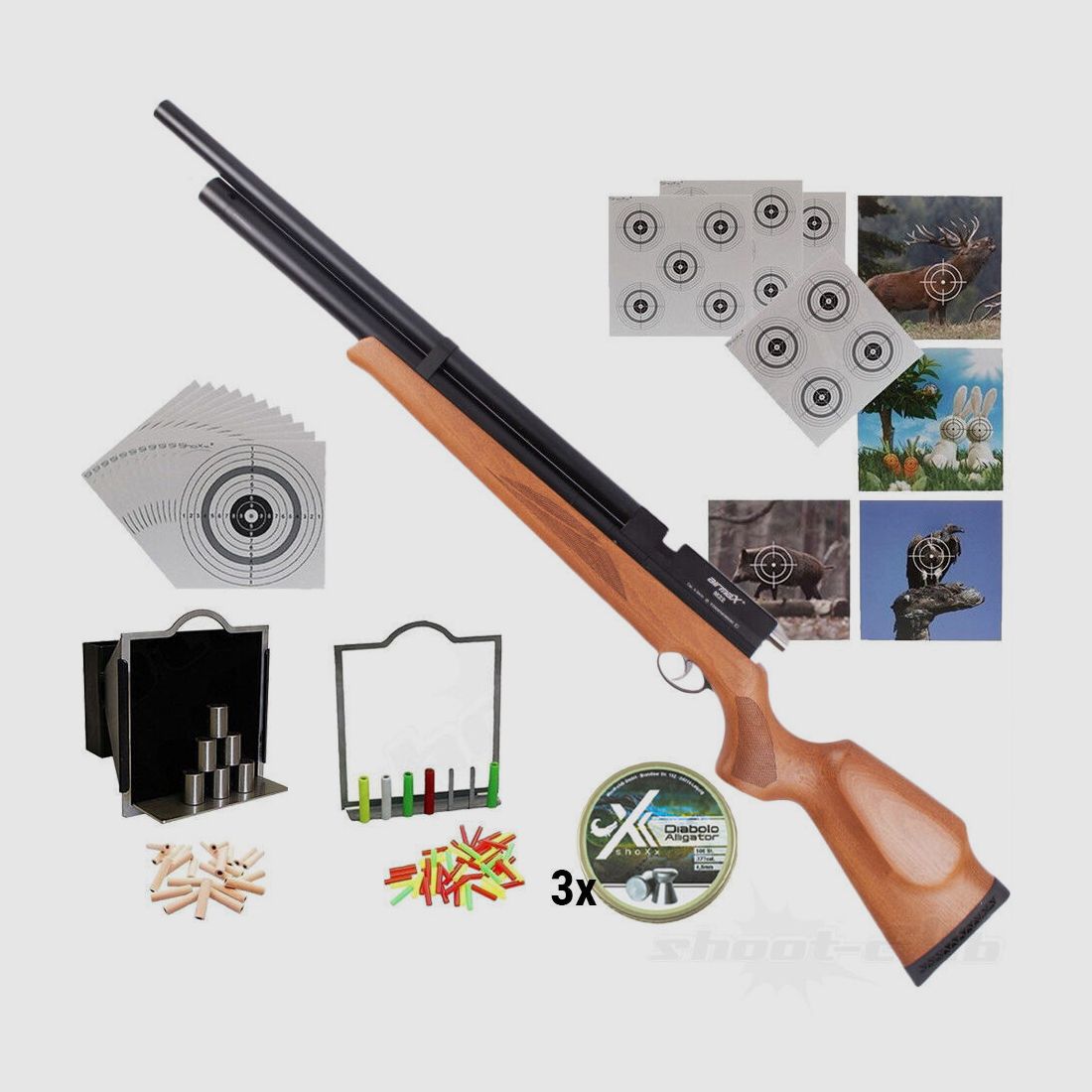 Airmax M22 PCP Gewehr 4,5mm Diabolos mit Super-Target-Set