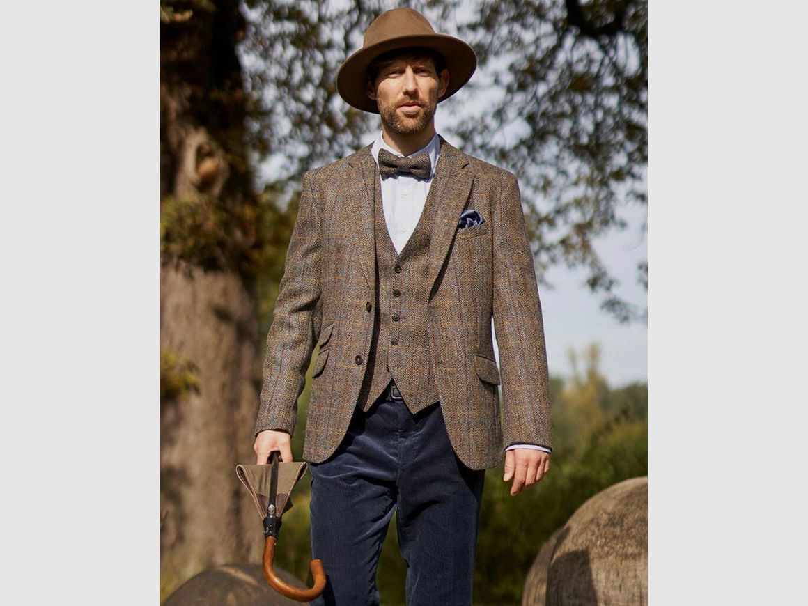 Harris Tweed Sakko in green-blue Herringbone