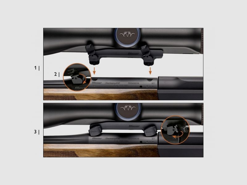 Blaser Sattelmontage Swarovski SR-Schiene u. Kahles mit SR-Schiene