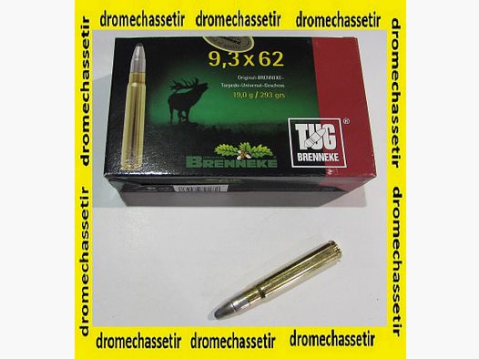 Box of 20 Brenneke cartridges, cal 9.3×62, bullet TUG 293 grains