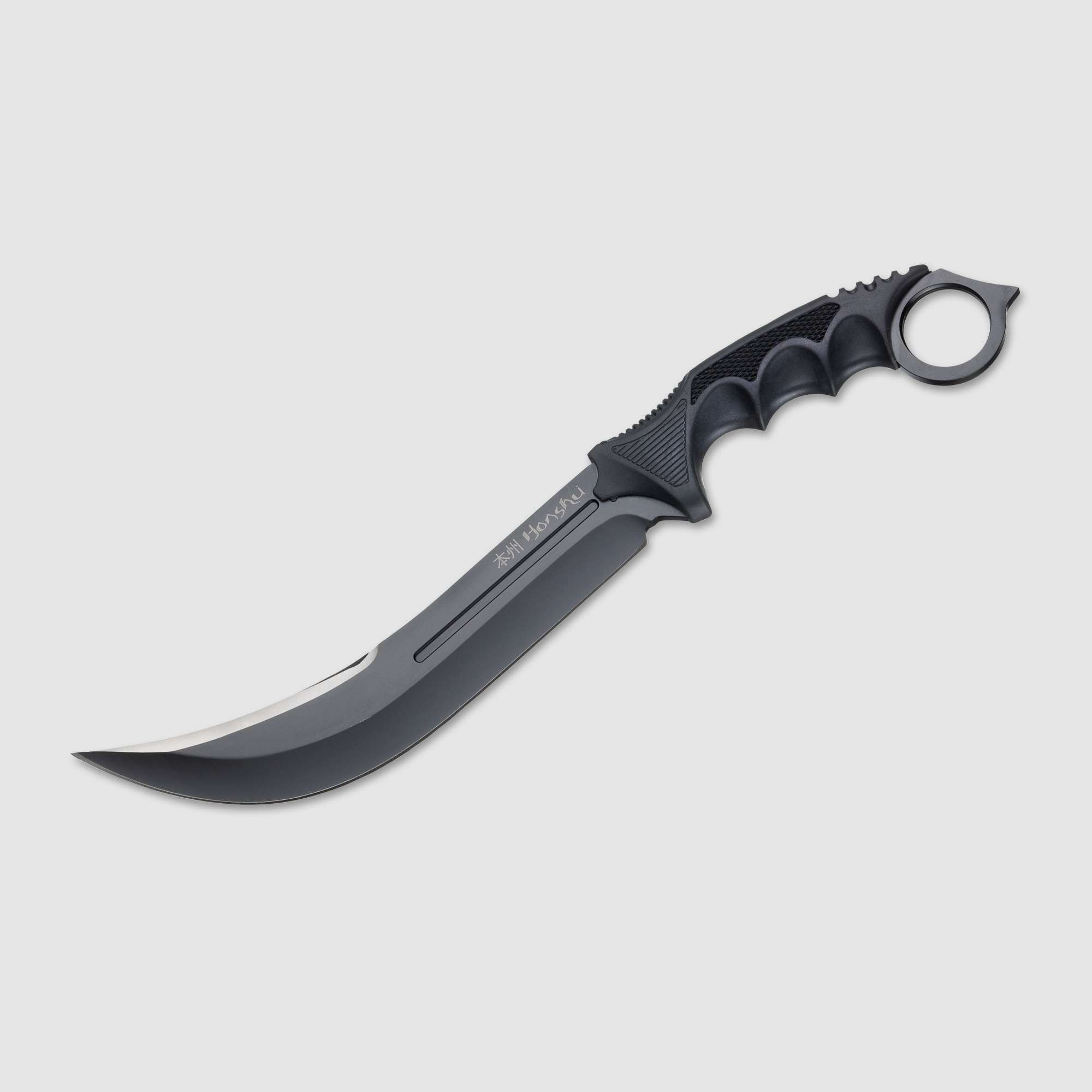 Black Aizu Ring groes orientalisch anmutendes Messer Fighter