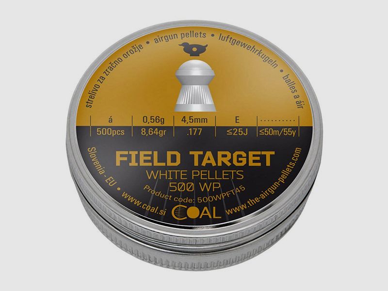 Rundkopf Diabolos Coal White Pellets Field Target Kaliber 4,5 mm 0,56 g geriffelt 500 StĂĽck
