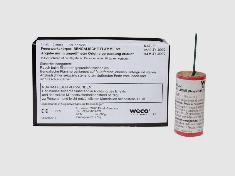 Torcia bengalese 10 pezzi rossa 60 sec.