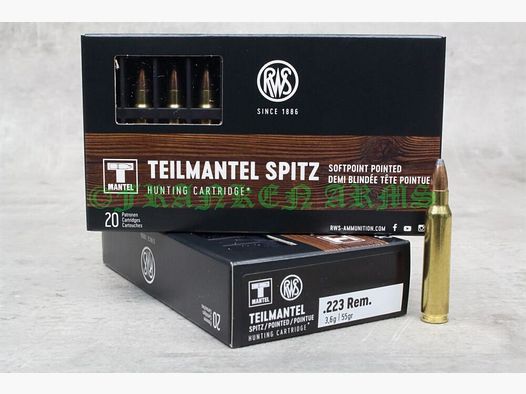 RWS	 Teilmantel .223 Rem. 55gr. 3,6g 20 Stück Staffelpreis