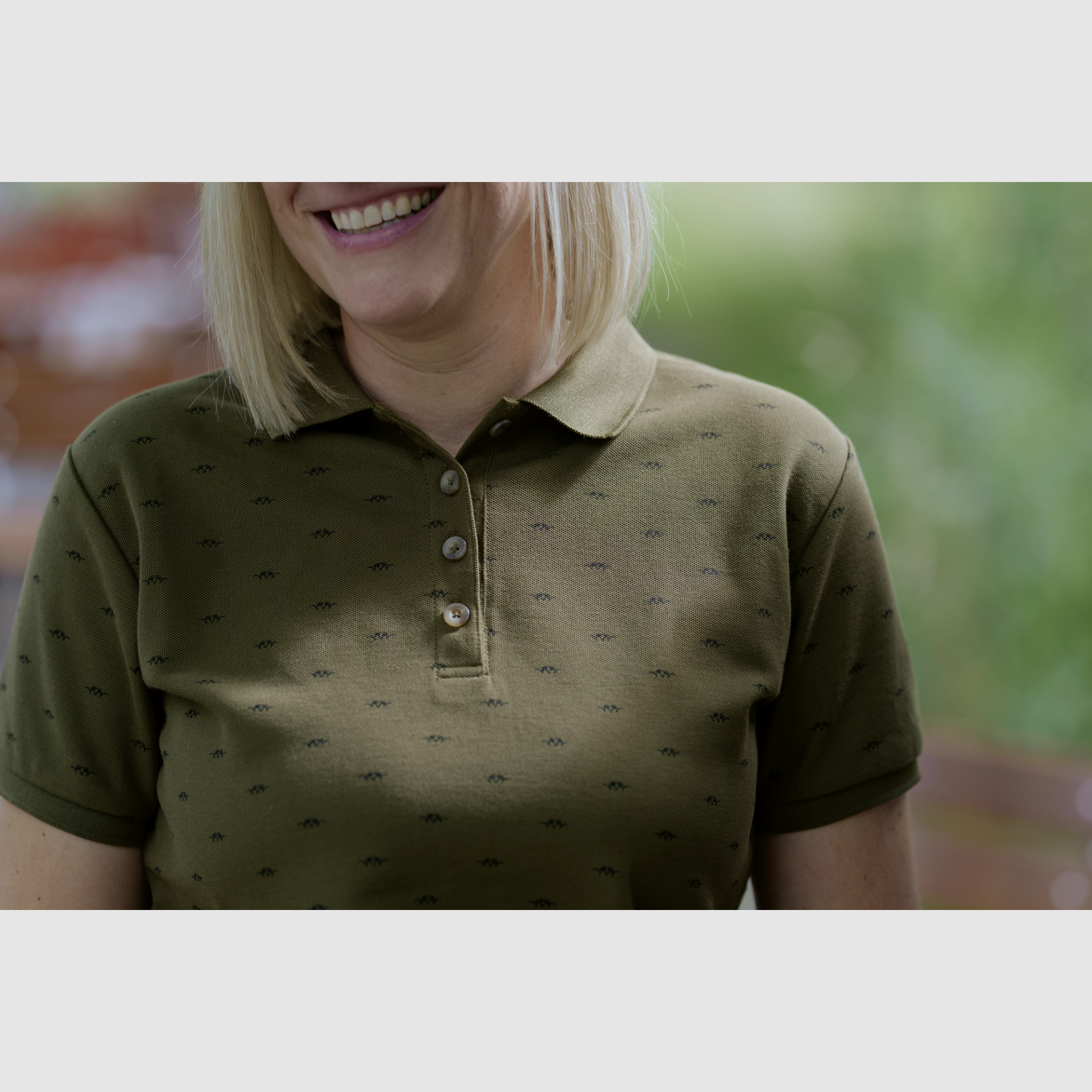 Blaser Allover Polo Shirt Ladies Dark Olive/Black, afbeelding 7 van 7