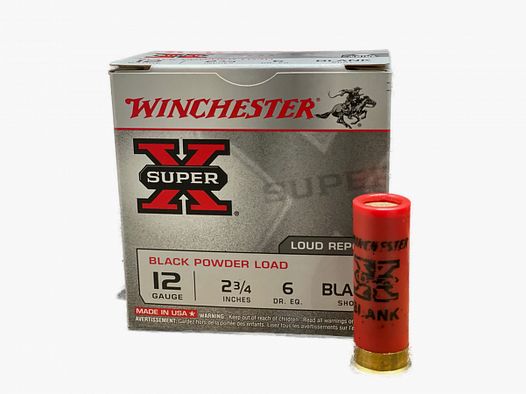 WINCHESTER SUPER X SCHWARZPULVER-SALUT-/KNALLPATRONE - 12/70 - 25 SCHUSS