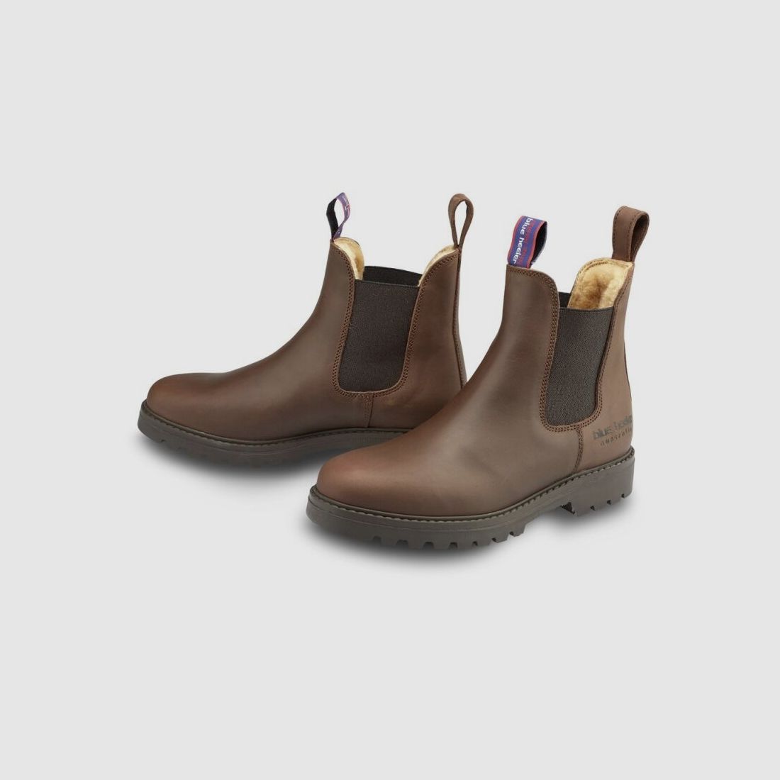 Blue Heeler Chelsea Boots Jackaroo mit Lammfell Braun